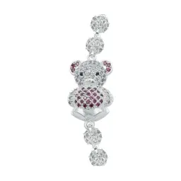 Pulsera Plata 925 Oso Corazón Zirconias Rojas 18.5cm - Imagen 2