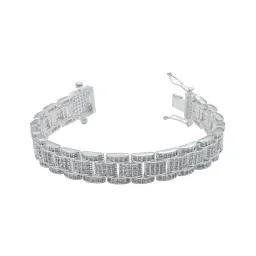 Pulsera Plata 925 Rolo Gruesa con Zirconias para Hombre - Imagen 1
