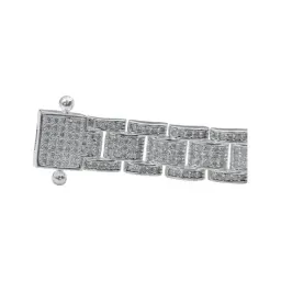 Pulsera Plata 925 Rolo Gruesa con Zirconias para Hombre - Imagen 3
