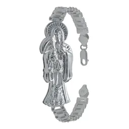 Pulsera Plata .925 Rolo Gruesa Diseño Santa Muerte para Hombre - Imagen 1