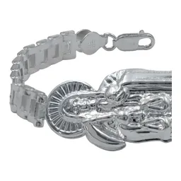 Pulsera Plata .925 Rolo Gruesa Diseño Santa Muerte para Hombre - Imagen 2