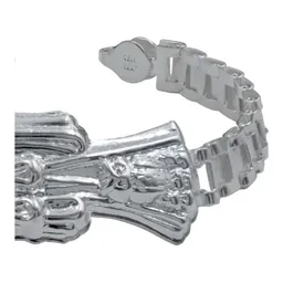 Pulsera Plata .925 Rolo Gruesa Diseño Santa Muerte para Hombre - Imagen 3