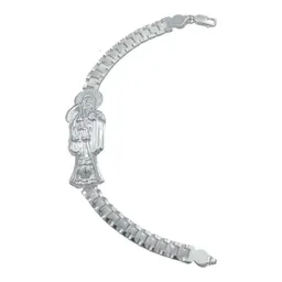 Pulsera Plata .925 Rolo Gruesa Diseño Santa Muerte para Hombre - Imagen 4