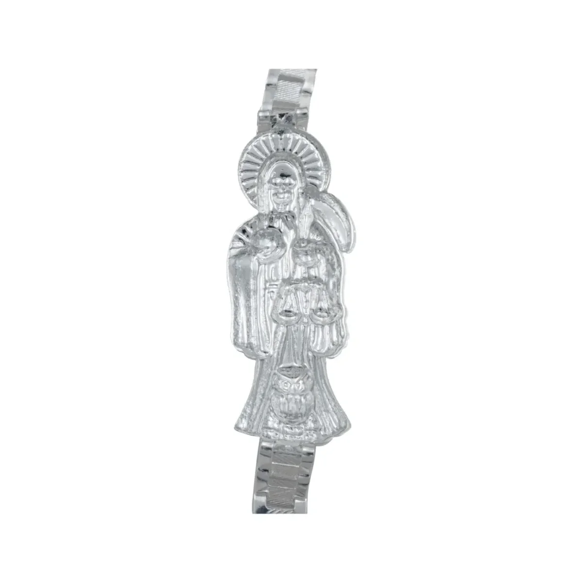 Pulsera Plata .925 Rolo Gruesa Diseño Santa Muerte para Hombre - Imagen 5