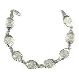 Pulsera Plata 925 San Benito con Medallas Pequeñas 19.5cm - Imagen 1