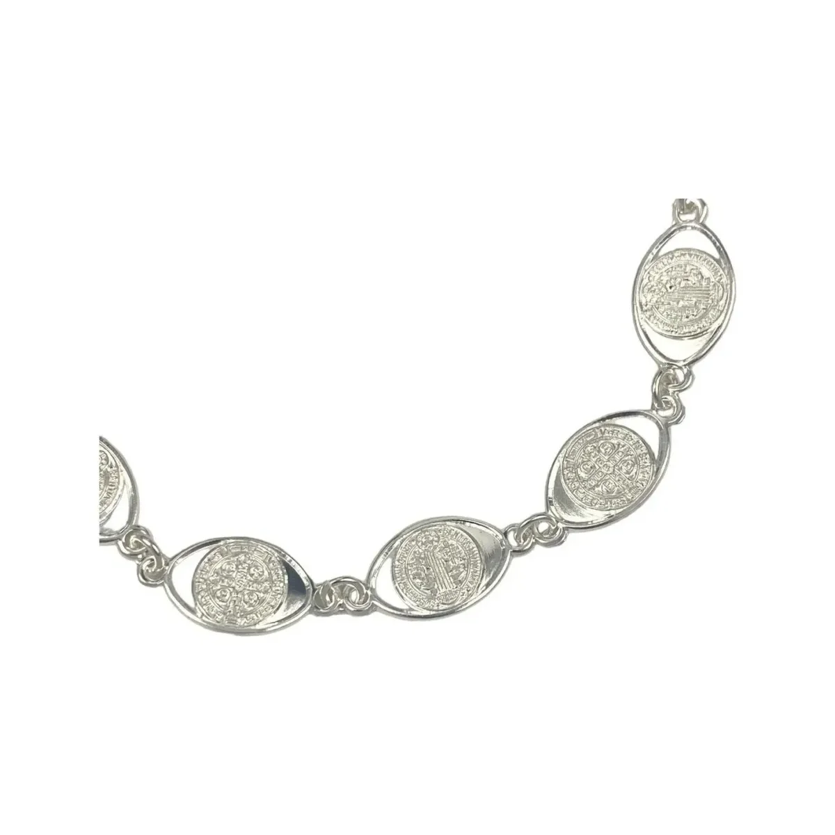 Pulsera Plata 925 San Benito con Medallas Pequeñas 19.5cm - Imagen 2