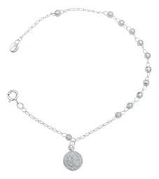Pulsera Plata 925 San Benito Medalla Facetada 18cm - Imagen 1