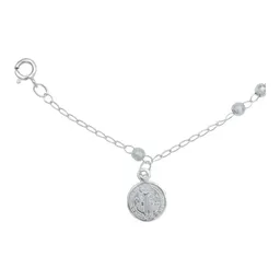 Pulsera Plata 925 San Benito Medalla Facetada 18cm - Imagen 2