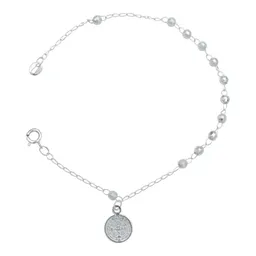Pulsera Plata 925 San Benito Medalla Facetada 18cm - Imagen 4