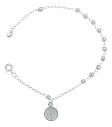 Pulsera Plata 925 San Benito Medalla Facetada 18cm - Imagen 4