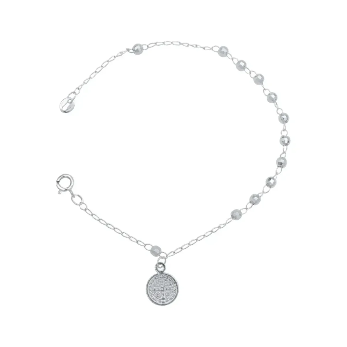 Pulsera Plata 925 San Benito Medalla Facetada 18cm - Imagen 4