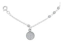 Pulsera Plata 925 San Benito Medalla Facetada 18cm - Imagen 5