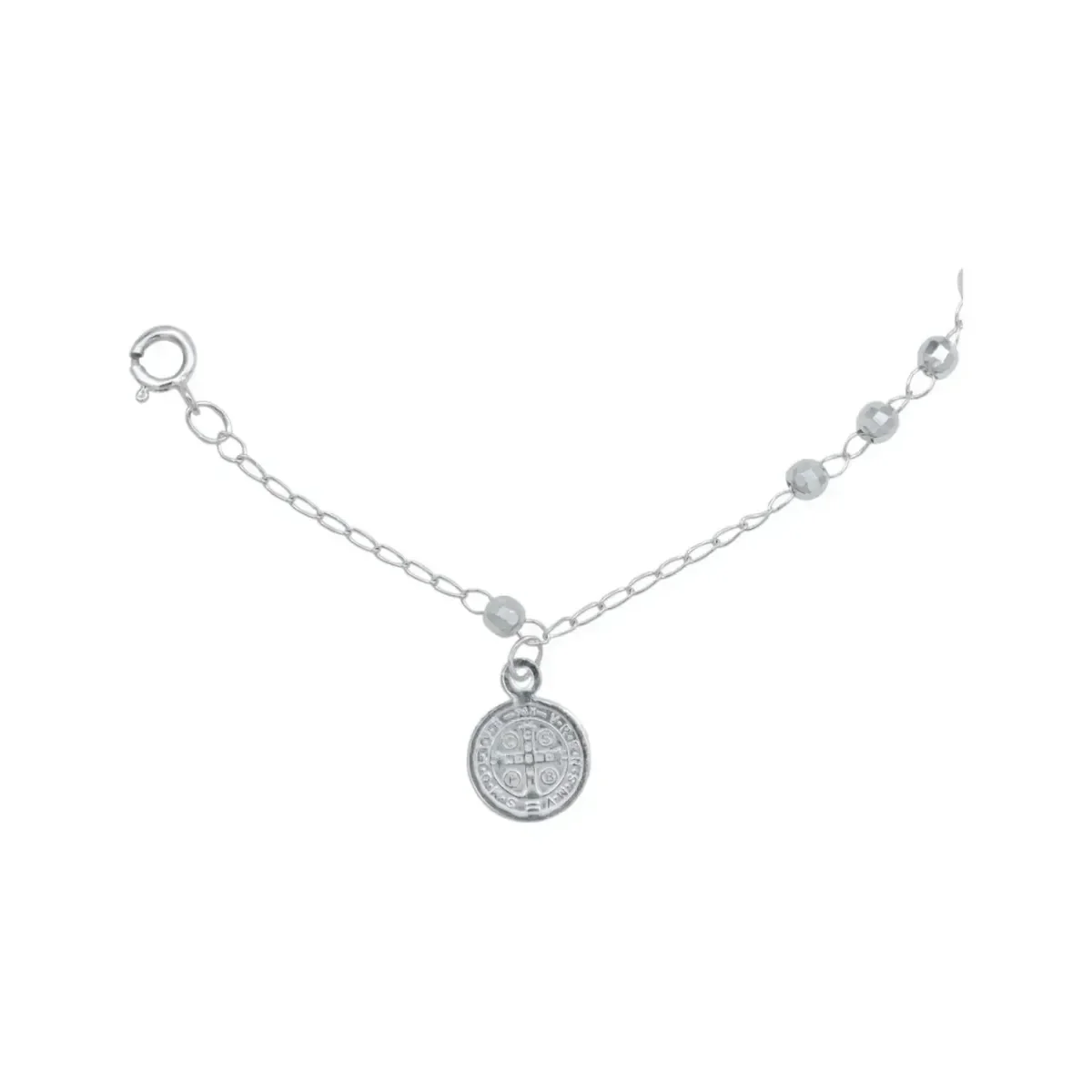 Pulsera Plata 925 San Benito Medalla Facetada 18cm - Imagen 5