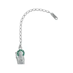 Pulsera Plata 925 San Judas Tadeo Zirconias Verdes - Imagen 2