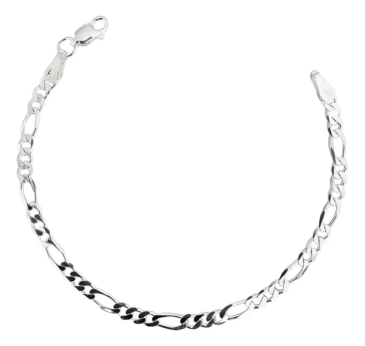 Pulsera de eslabones plata 925 para hombre, tejido Figaro 3x1. Brazalete de cadena moderno, ideal como pulsera de plata fina