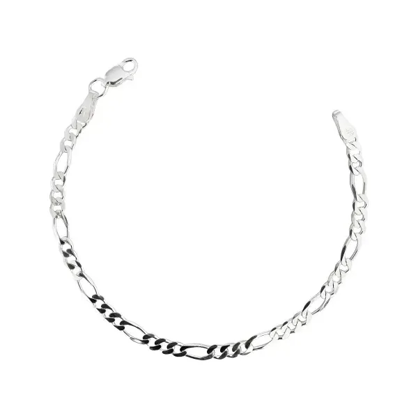 Pulsera Plata 925 Tejido Fígaro 3x1 para Hombre - Imagen 1
