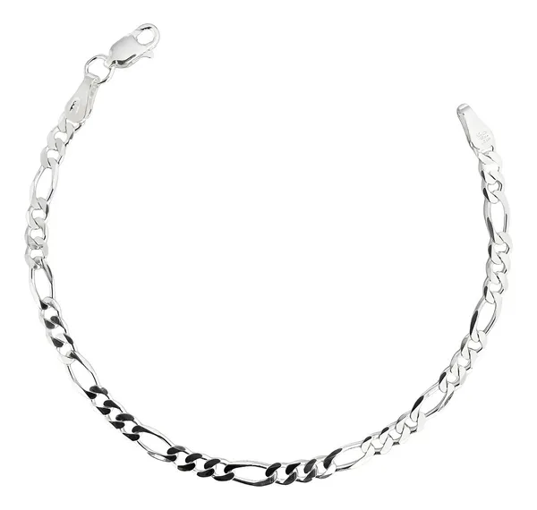 Pulsera Plata 925 Tejido Fígaro 3x1 para Hombre - Imagen 1