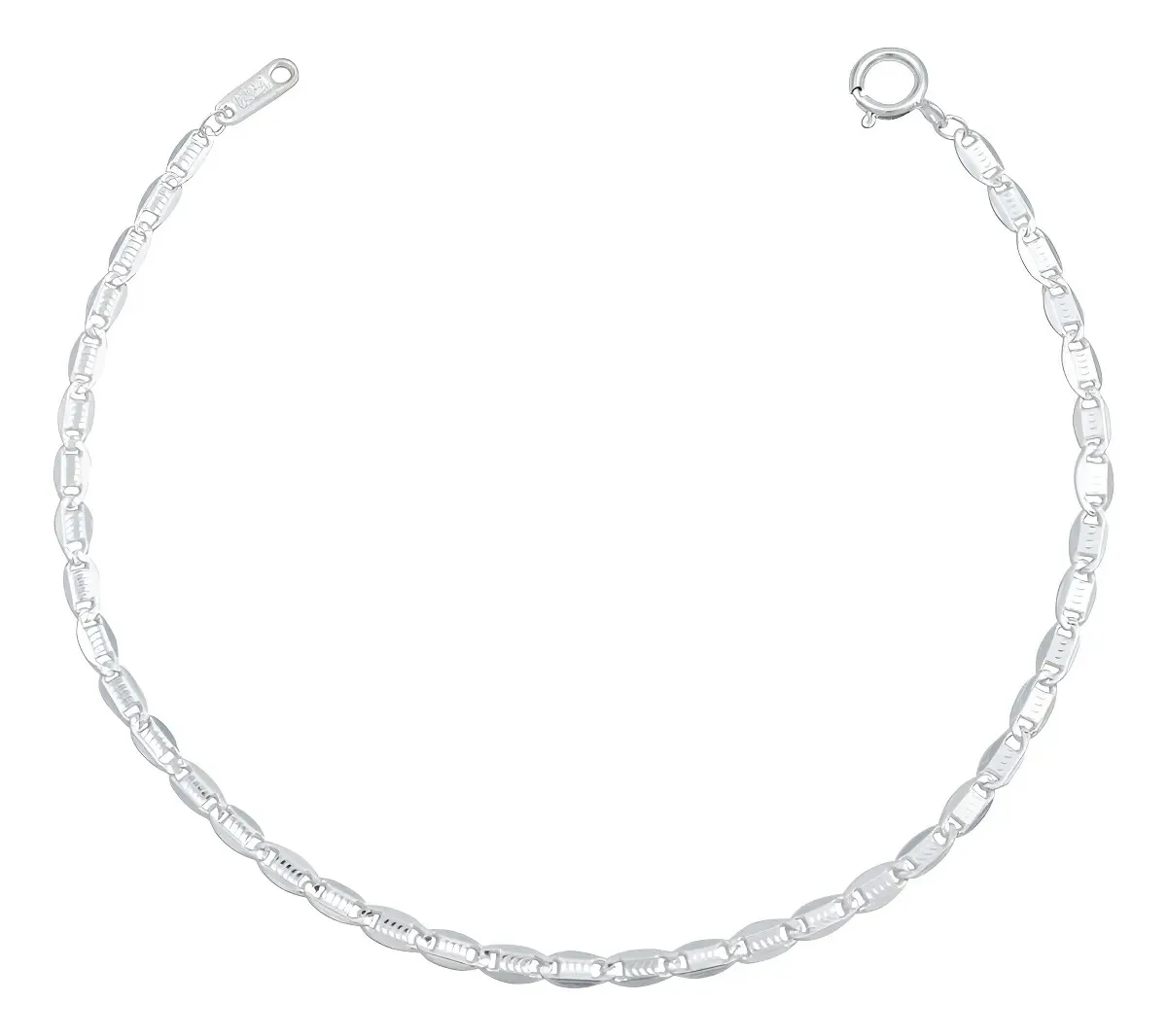 Pulsera Plata .925 Tejido Marinera Diamantada para mujer, joya artesanal de Taxco, diseño moderno de eslabones, ajustable.