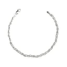 Pulsera Plata 925 Torzal con Bolitas para Mujer 19cm - Imagen 1