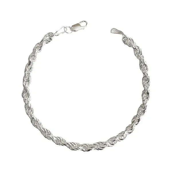 Pulsera de plata .925 plateado torzal gruesa para hombre broche perico — Joyaris