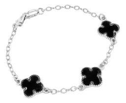 Pulsera Plata 925 Tres Tréboles Esmalte Negro para Mujer - Imagen 2
