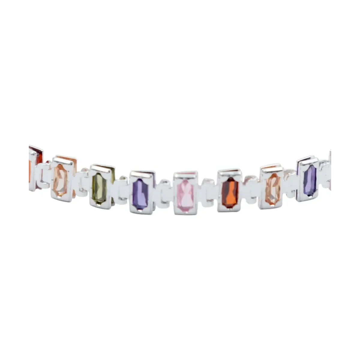 Pulsera Plata 925 Zirconias Baguette Ajustable Mujer - Imagen 2