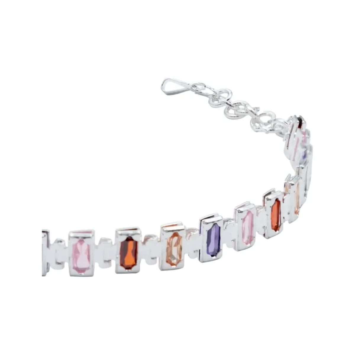 Pulsera Plata 925 Zirconias Baguette Ajustable Mujer - Imagen 3
