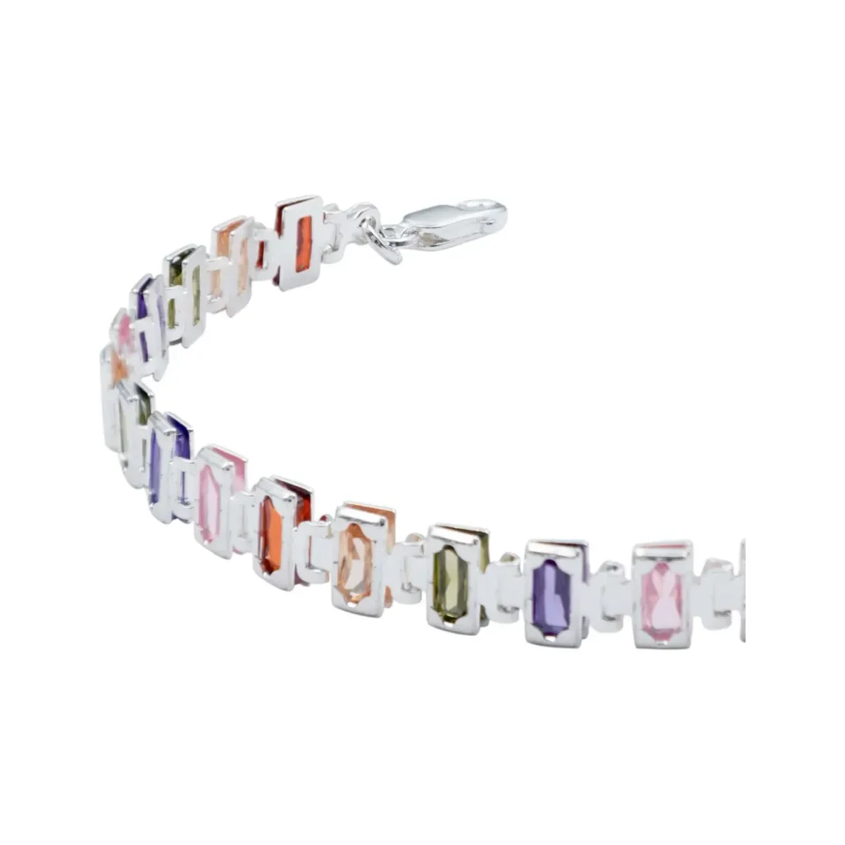 Pulsera Plata 925 Zirconias Baguette Ajustable Mujer - Imagen 4