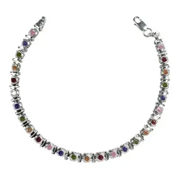 Pulsera Plata .925 Zirconias Multicolor Dama 17cm - Imagen 1