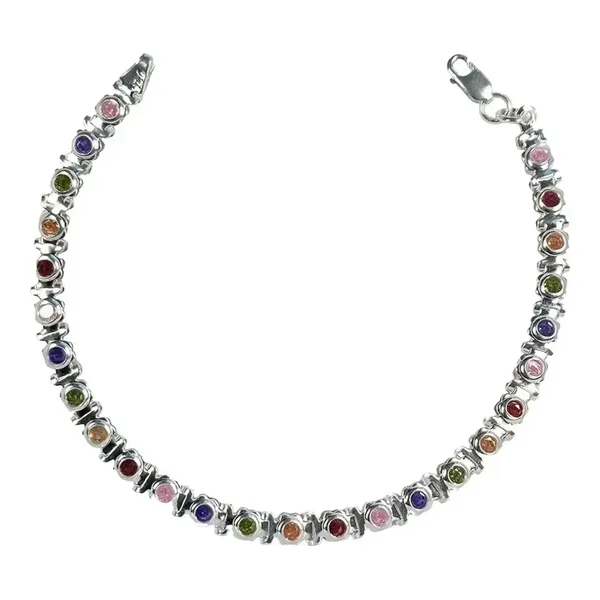 Pulsera de plata .925 multicolor zirconias ajustable — Joyaris