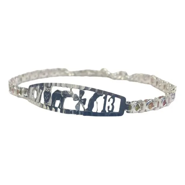 Pulsera Plata 925 Zirconias Multicolores Ajustable - Imagen 1