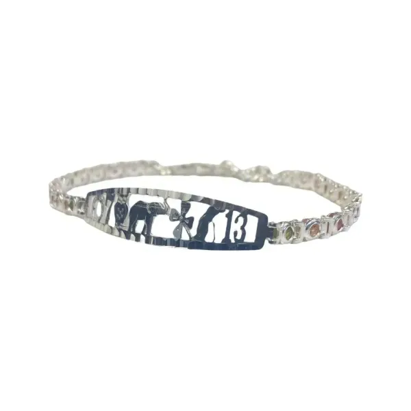 Pulsera Plata 925 Zirconias Multicolores Ajustable - Imagen 1