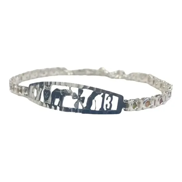 Pulsera Plata 925 Zirconias Multicolores Ajustable - Imagen 1