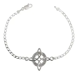 Pulsera Plata Esterlina .925 Nudo de Bruja con Zirconias - Imagen 1