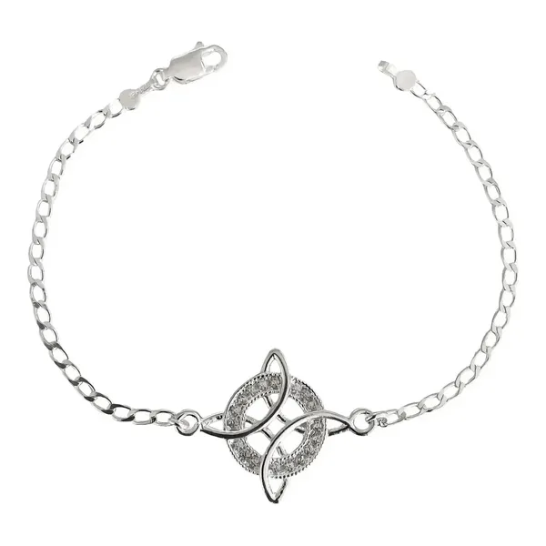 Pulsera Plata Esterlina .925 Nudo de Bruja con Zirconias - Imagen 1