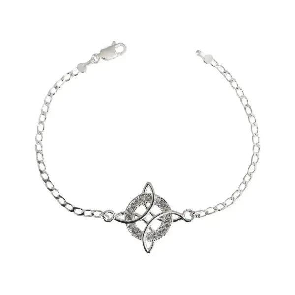 Pulsera Plata Esterlina .925 Nudo de Bruja con Zirconias - Imagen 1