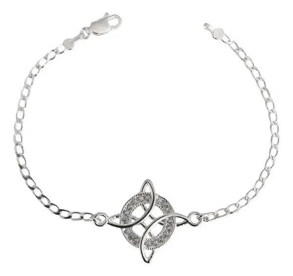 Pulsera Plata Esterlina .925 Nudo de Bruja con Zirconias - Imagen 1