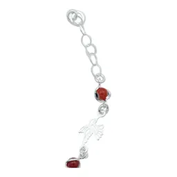Pulsera Plata Ley .925 Colibrí y Ojo Turco Rojo Ajustable - Imagen 4