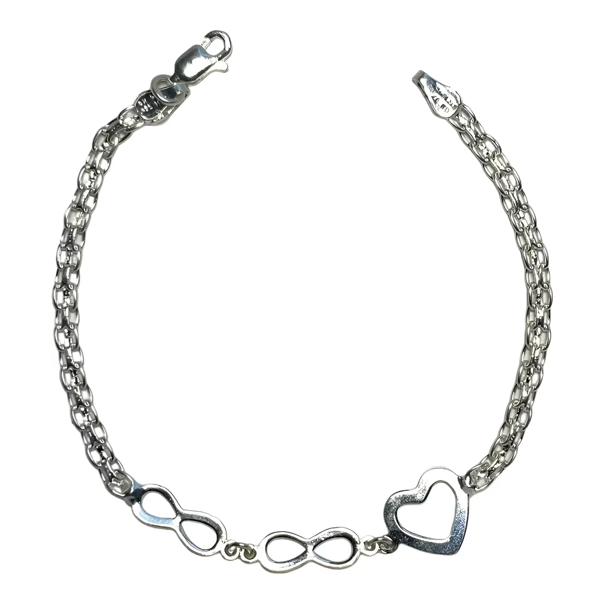 Pulsera de Plata Ley .925 Corazón Infinito para Mujer - Joyaris joyería artesanal mexicana
