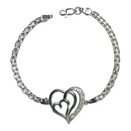 Pulsera Plata Ley 925 Dije Corazón Grande Artesanal Mexicana - Imagen 1