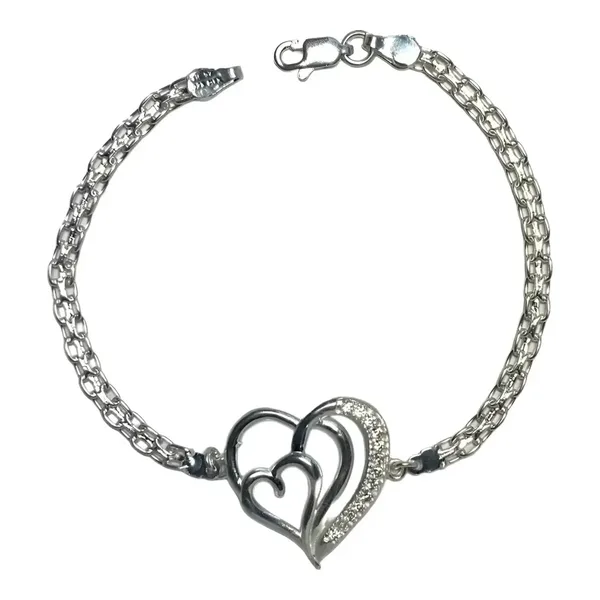 Pulsera Plata Ley 925 Dije Corazón Grande Artesanal Mexicana - Imagen 1