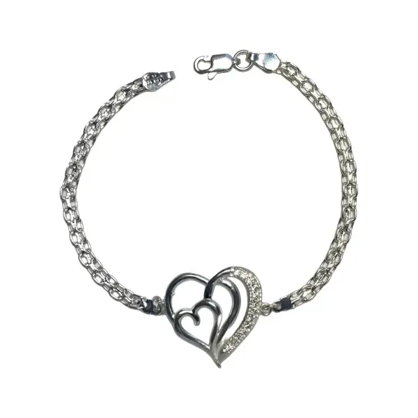 Pulsera Plata Ley 925 Dije Corazón Grande Artesanal Mexicana - Imagen 1