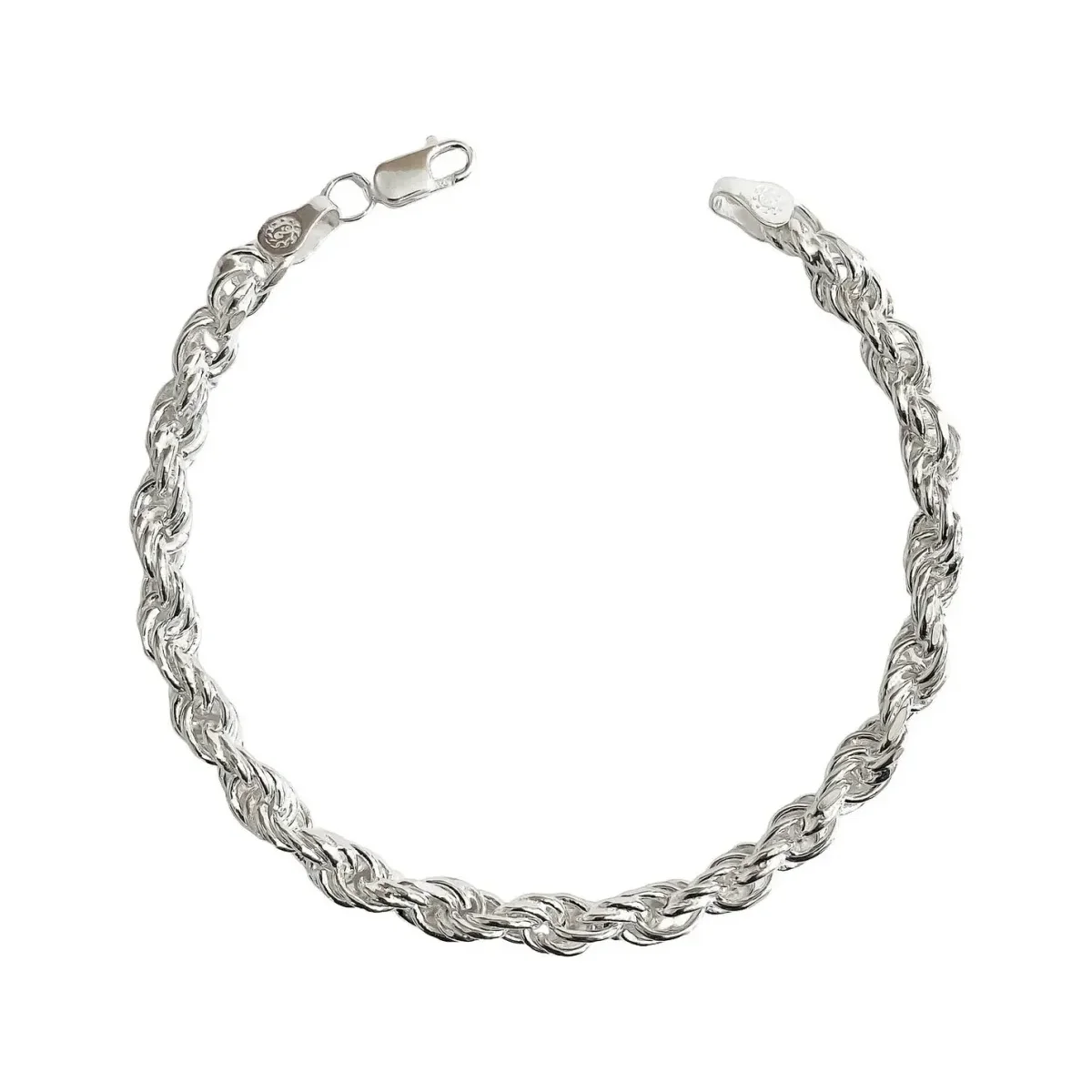 Pulsera de plata .925 torzal gruesa para hombre, diseño robusto de cadena. Joyería mexicana amuleto de suerte plata.