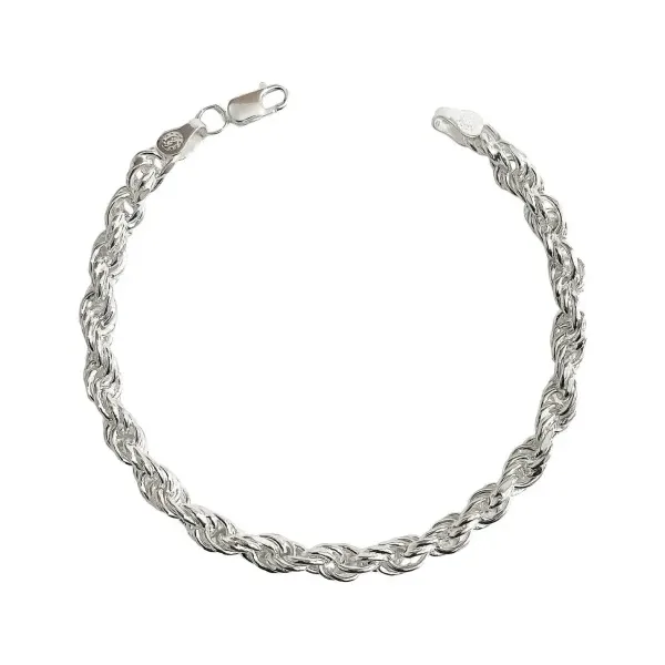 Pulsera de plata .925 plateado torzal gruesa para hombre broche perico — Joyaris