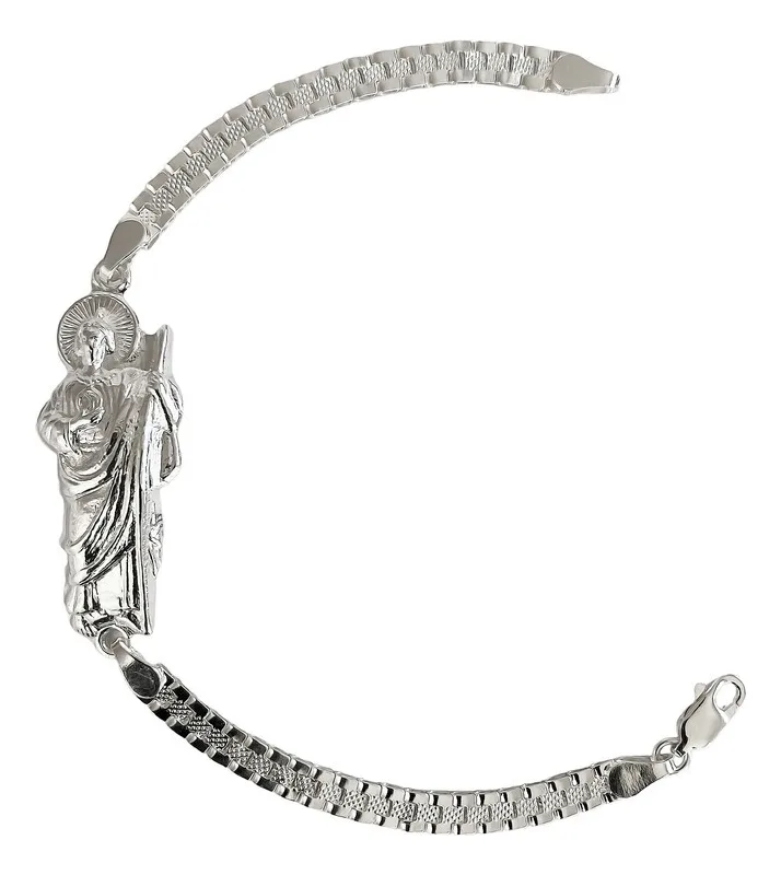 Pulsera de plata .925 Rolex San Judas esclava con broche perico — Joyaris