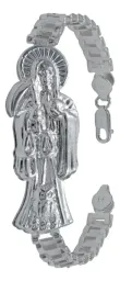 Pulsera Plata .925 Rolo Gruesa Diseño Santa Muerte para Hombre - Imagen 1