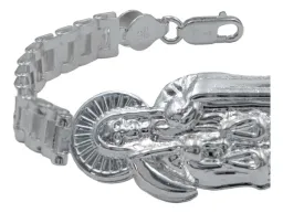 Pulsera Plata .925 Rolo Gruesa Diseño Santa Muerte para Hombre - Imagen 2