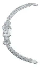 Pulsera Plata .925 Rolo Gruesa Diseño Santa Muerte para Hombre - Imagen 4