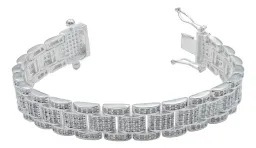 Pulsera Plata 925 Rolo Gruesa con Zirconias para Hombre - Imagen 1