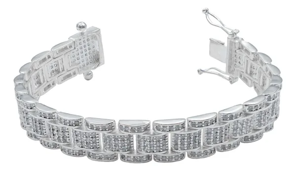 Pulsera de plata .925 zirconias para hombre rolo broche caja gruesa — Joyaris